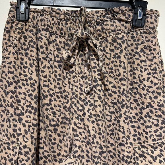 Aerie Leopard Print Linen Cargo Joggers Sz S - Picture 7 of 7